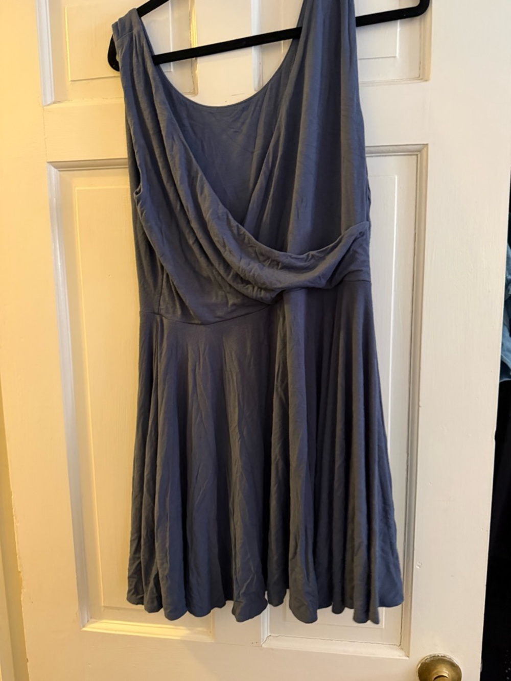 Kenar Sleeveless Draped Midi Dress in Slate Blue